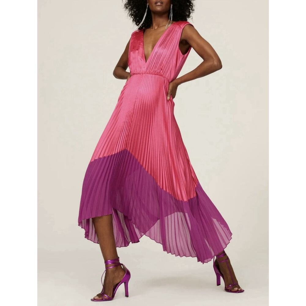 Amur Pleated Chiffon Ombre Maxi Gown Size 8